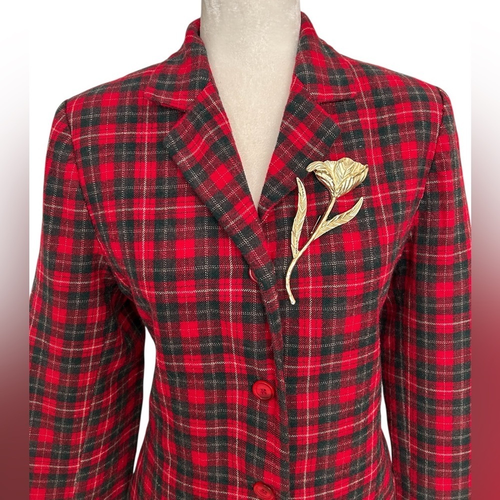 Jones Club Wool Blazer – Red/Black Tartan Plaid – Medium ( 14)